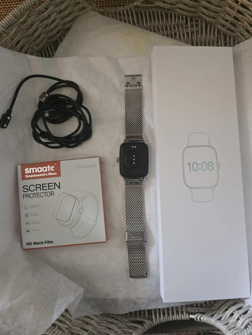 Smartwatch with Accessories, Original Box, 2 Chargers/Bands & Screen Protector